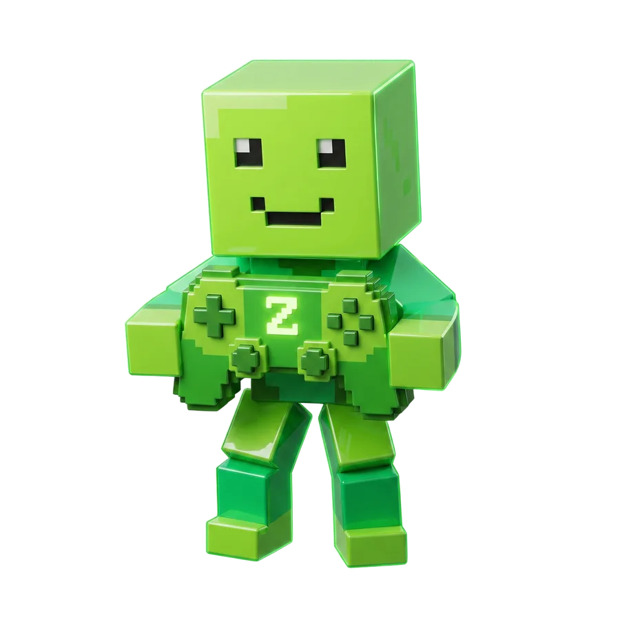 Mascote Zenix gamer com controle e o Z da marca
